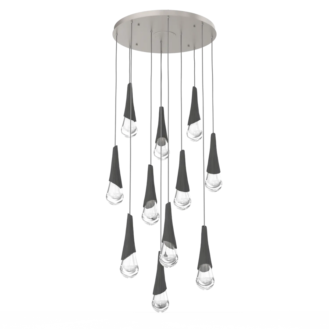 Hammerton Studio Hailstone Round Multi-Pendant Chandelier Beige Silver / 11-Piece / Charcoal Ceramic