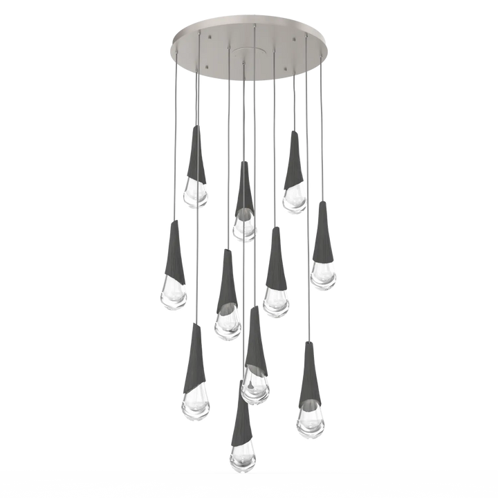 Hammerton Studio Hailstone Round Multi-Pendant Chandelier Beige Silver / 11-Piece / Charcoal Ceramic