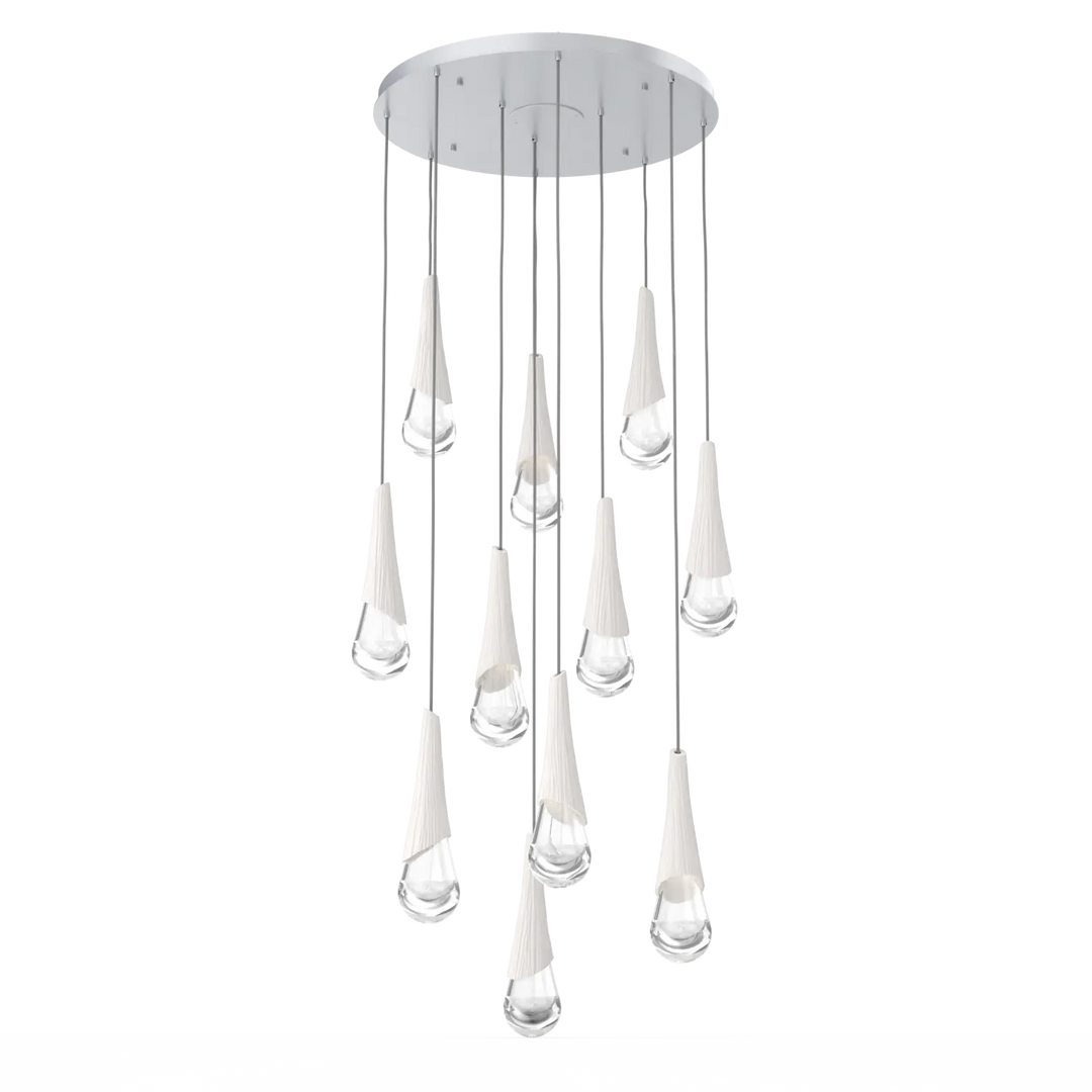 Hammerton Studio Hailstone Round Multi-Pendant Chandelier Classic Silver / 11-Piece / Chalk Ceramic