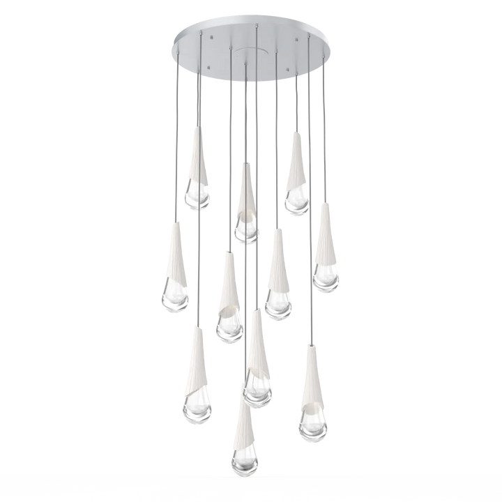 Hammerton Studio Hailstone Round Multi-Pendant Chandelier Classic Silver / 11-Piece / Chalk Ceramic