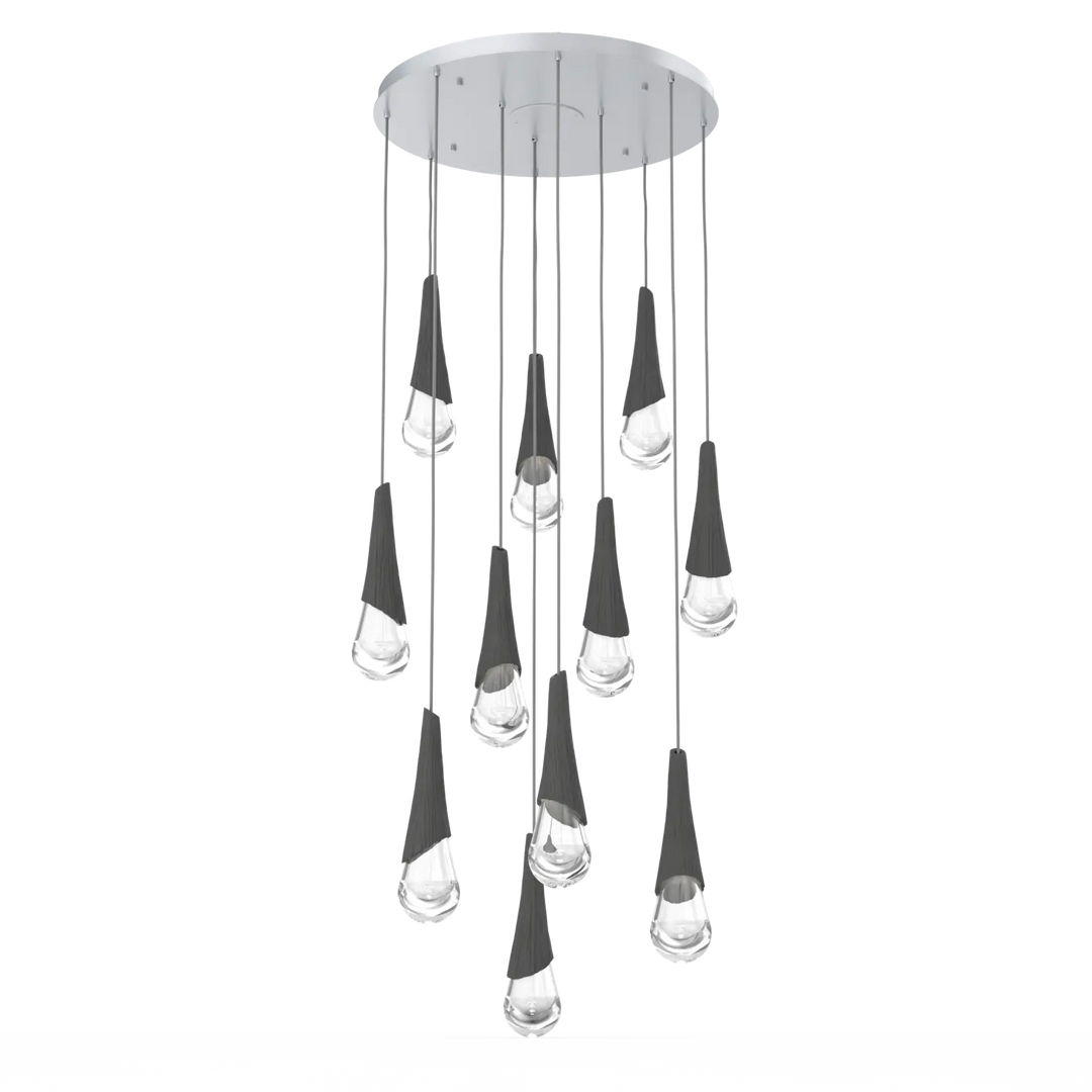 Hammerton Studio Hailstone Round Multi-Pendant Chandelier Classic Silver / 11-Piece / Charcoal Ceramic