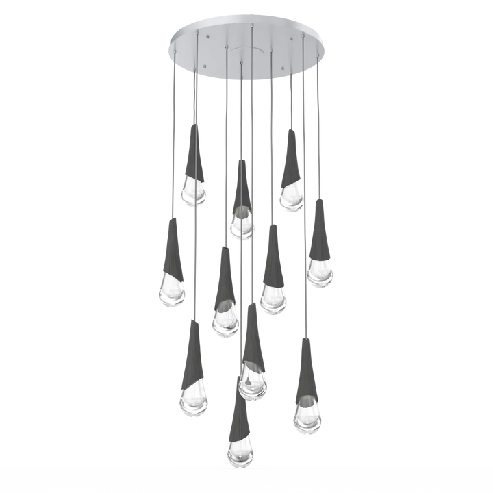 Hammerton Studio Hailstone Round Multi-Pendant Chandelier Classic Silver / 11-Piece / Charcoal Ceramic