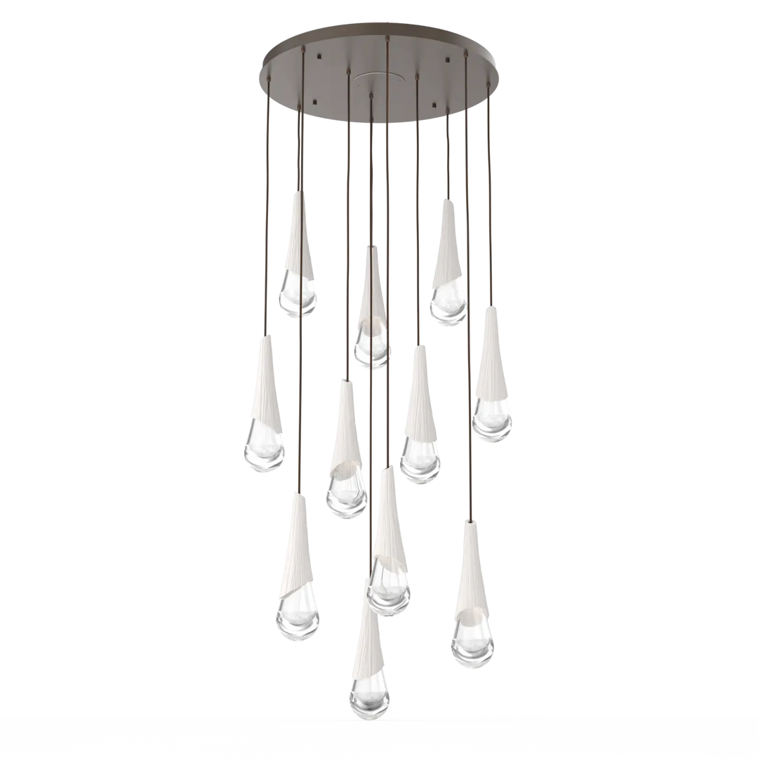 Hammerton Studio Hailstone Round Multi-Pendant Chandelier Flat Bronze / 11-Piece / Chalk Ceramic