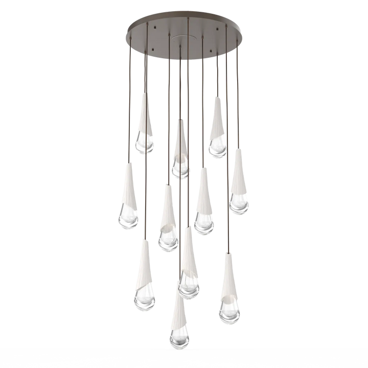 Hammerton Studio Hailstone Round Multi-Pendant Chandelier Flat Bronze / 11-Piece / Chalk Ceramic