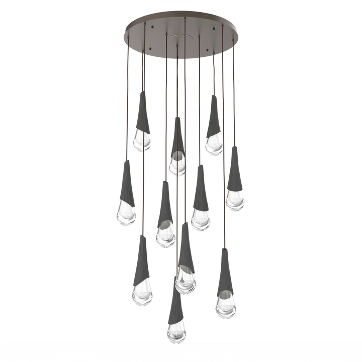 Hammerton Studio Hailstone Round Multi-Pendant Chandelier Flat Bronze / 11-Piece / Charcoal Ceramic