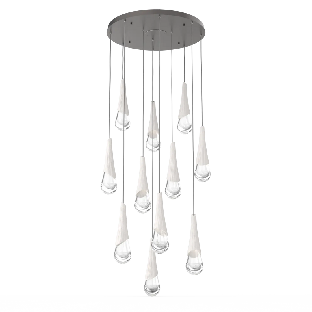 Hammerton Studio Hailstone Round Multi-Pendant Chandelier Graphite / 11-Piece / Chalk Ceramic