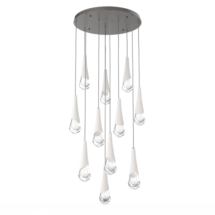 Hammerton Studio Hailstone Round Multi-Pendant Chandelier Graphite / 11-Piece / Chalk Ceramic