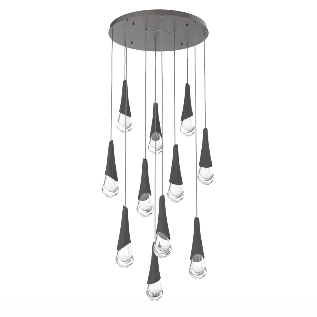 Hammerton Studio Hailstone Round Multi-Pendant Chandelier Graphite / 11-Piece / Charcoal Ceramic