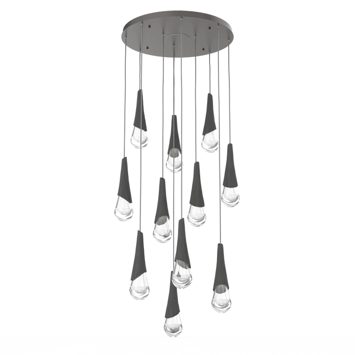 Hammerton Studio Hailstone Round Multi-Pendant Chandelier Graphite / 11-Piece / Charcoal Ceramic