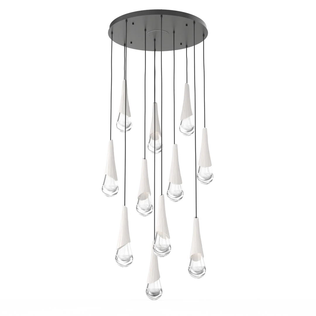 Hammerton Studio Hailstone Round Multi-Pendant Chandelier Matte Black / 11-Piece / Chalk Ceramic