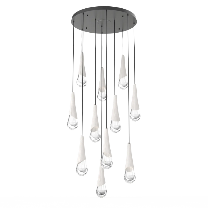 Hammerton Studio Hailstone Round Multi-Pendant Chandelier Matte Black / 11-Piece / Chalk Ceramic