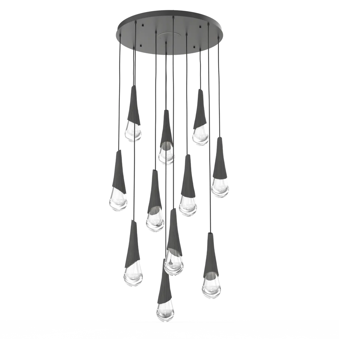 Hammerton Studio Hailstone Round Multi-Pendant Chandelier Matte Black / 11-Piece / Charcoal Ceramic