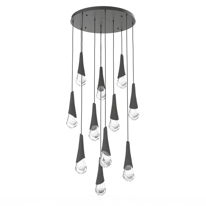 Hammerton Studio Hailstone Round Multi-Pendant Chandelier Matte Black / 11-Piece / Charcoal Ceramic