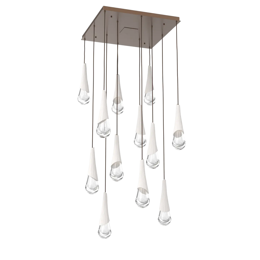 Hammerton Studio Hailstone Square Multi-Pendant Chandelier Burnished Bronze / 12-Piece / Chalk Ceramic