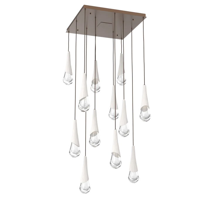 Hammerton Studio Hailstone Square Multi-Pendant Chandelier Burnished Bronze / 12-Piece / Chalk Ceramic