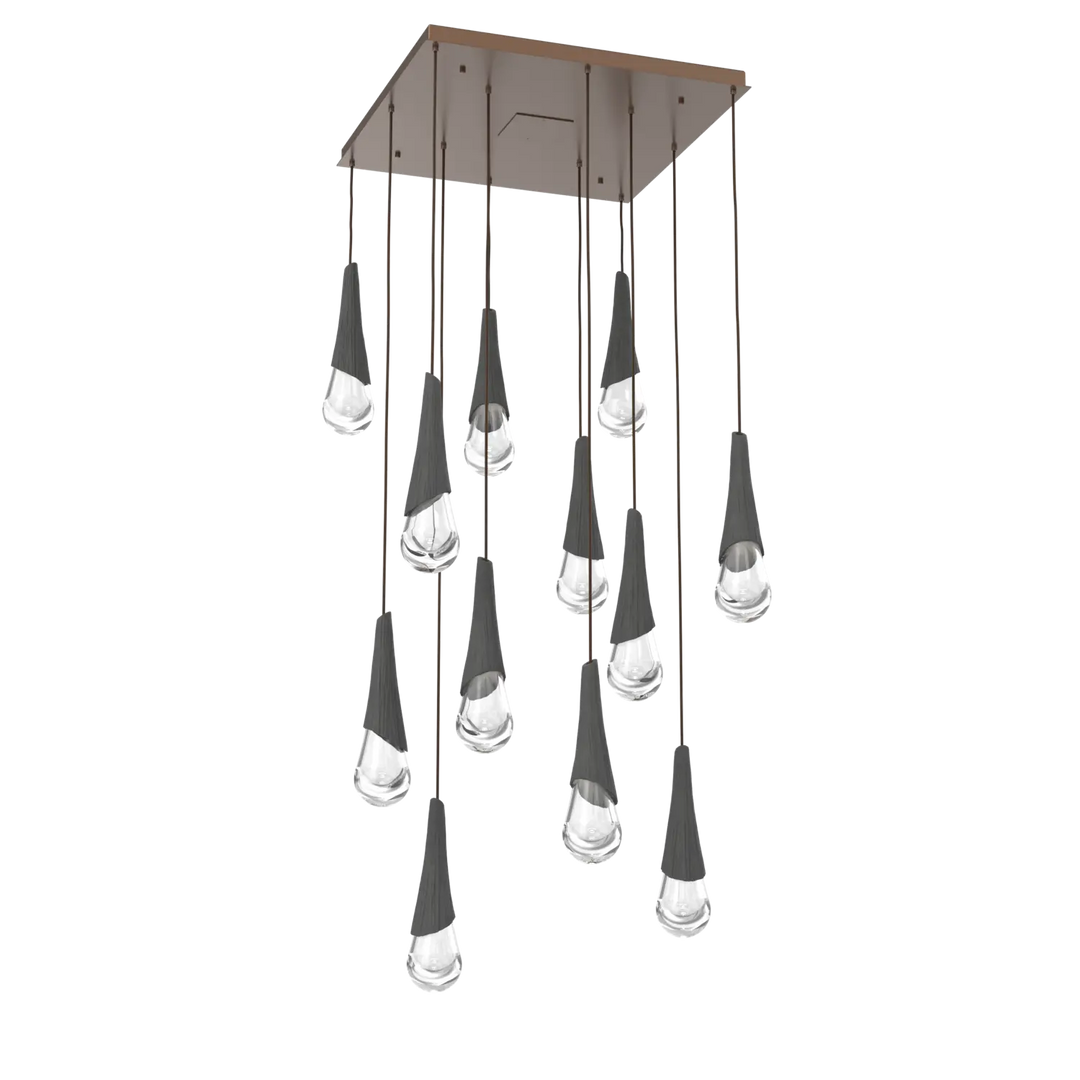Hammerton Studio Hailstone Square Multi-Pendant Chandelier Burnished Bronze / 12-Piece / Charcoal Ceramic