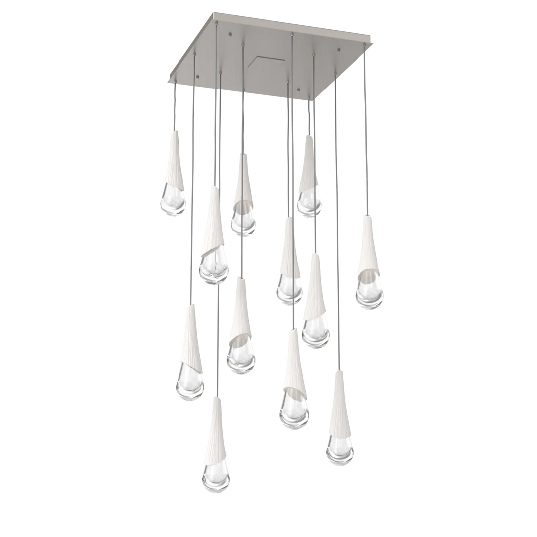 Hammerton Studio Hailstone Square Multi-Pendant Chandelier Beige Silver / 12-Piece / Chalk Ceramic