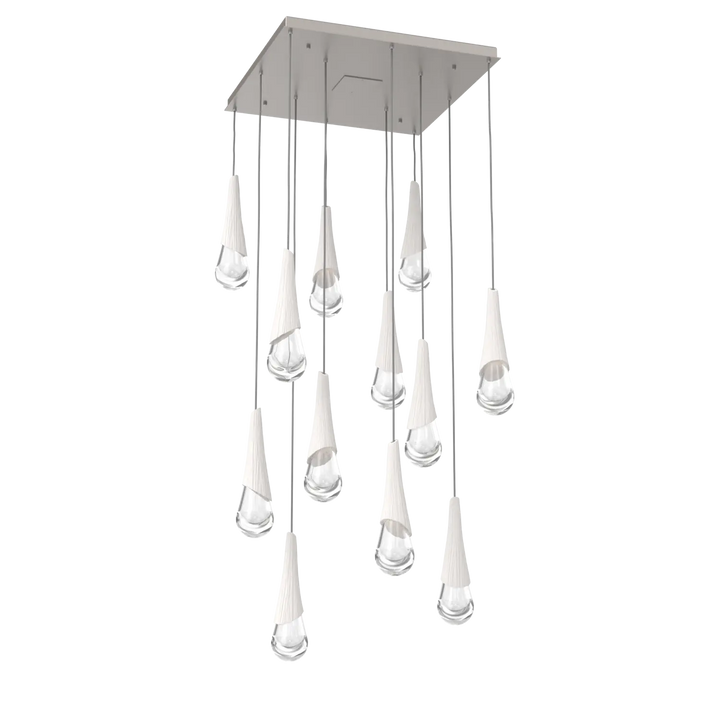 Hammerton Studio Hailstone Square Multi-Pendant Chandelier Beige Silver / 12-Piece / Chalk Ceramic