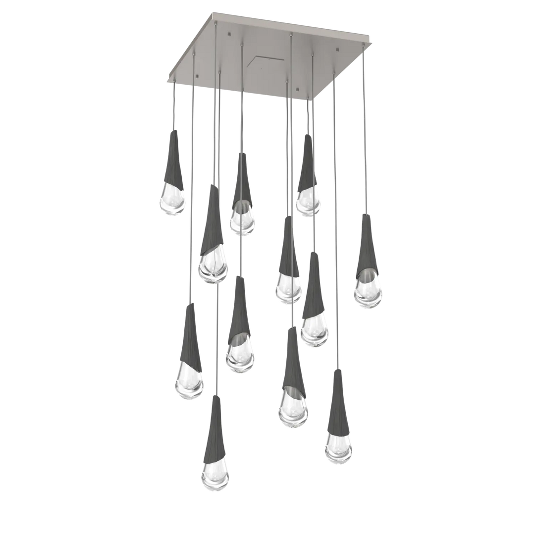 Hammerton Studio Hailstone Square Multi-Pendant Chandelier Beige Silver / 12-Piece / Charcoal Ceramic