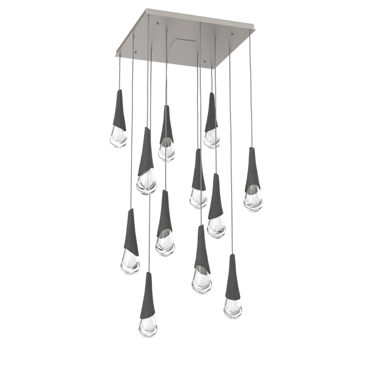 Hammerton Studio Hailstone Square Multi-Pendant Chandelier Beige Silver / 12-Piece / Charcoal Ceramic