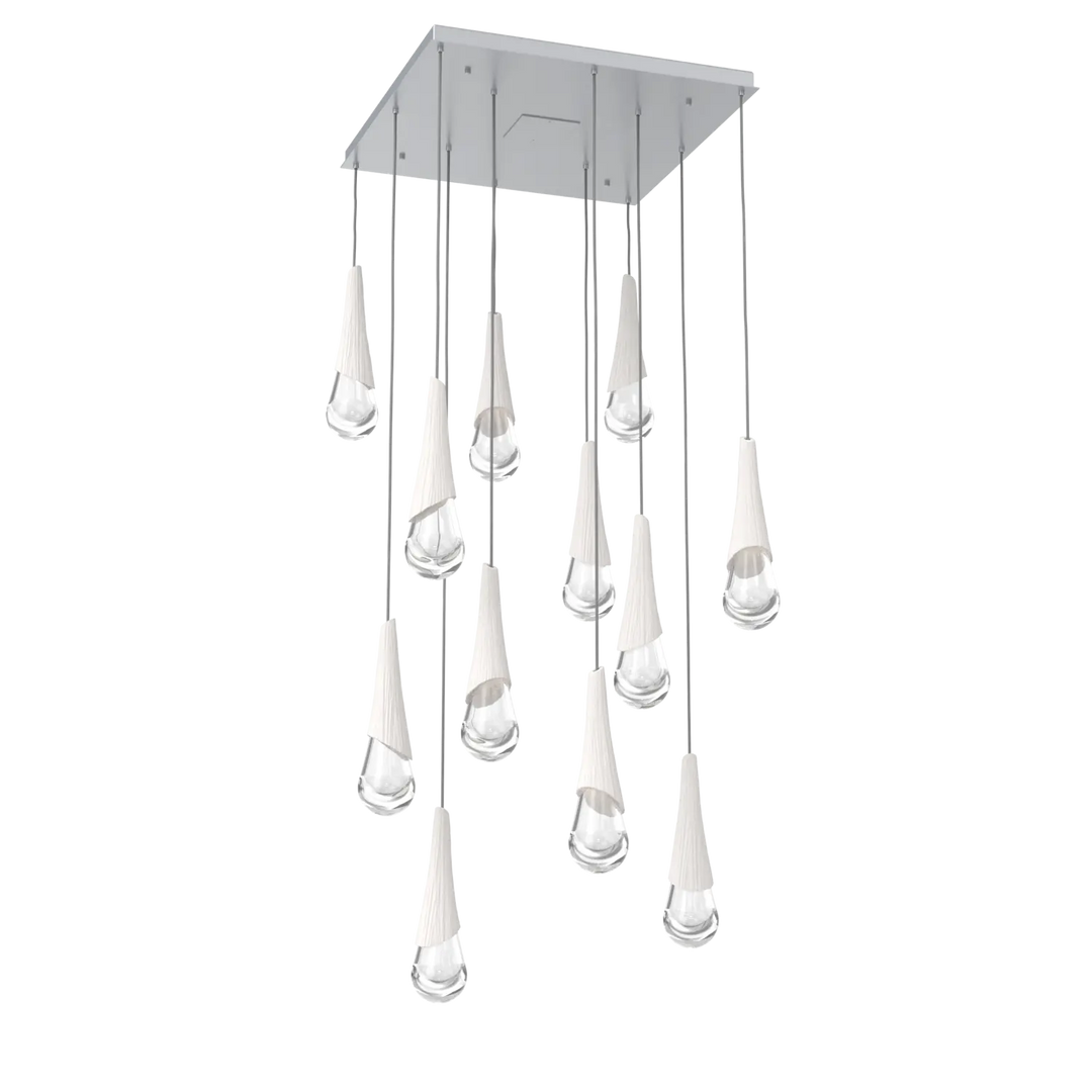 Hammerton Studio Hailstone Square Multi-Pendant Chandelier Classic Silver / 12-Piece / Chalk Ceramic