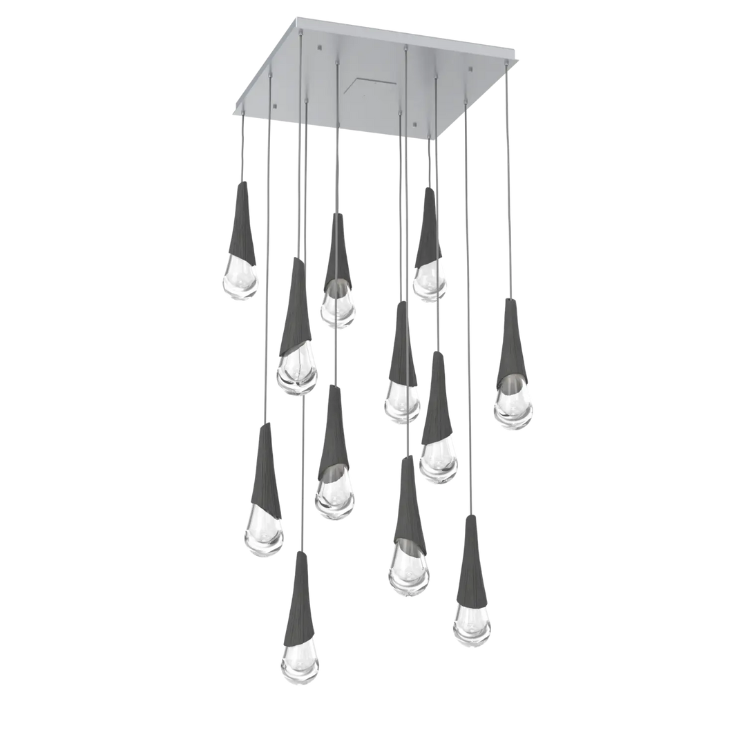 Hammerton Studio Hailstone Square Multi-Pendant Chandelier Classic Silver / 12-Piece / Charcoal Ceramic