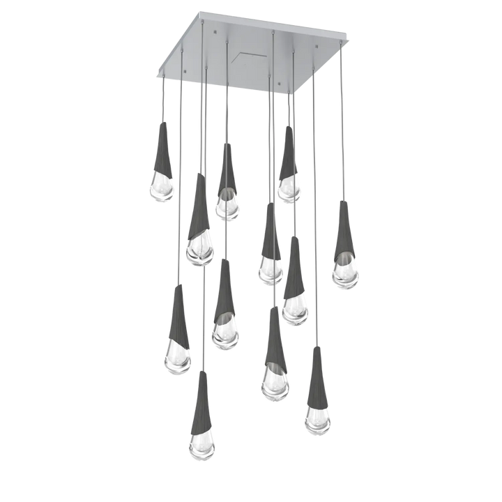 Hammerton Studio Hailstone Square Multi-Pendant Chandelier Classic Silver / 12-Piece / Charcoal Ceramic