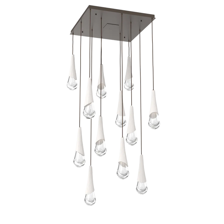 Hammerton Studio Hailstone Square Multi-Pendant Chandelier Flat Bronze / 12-Piece / Chalk Ceramic