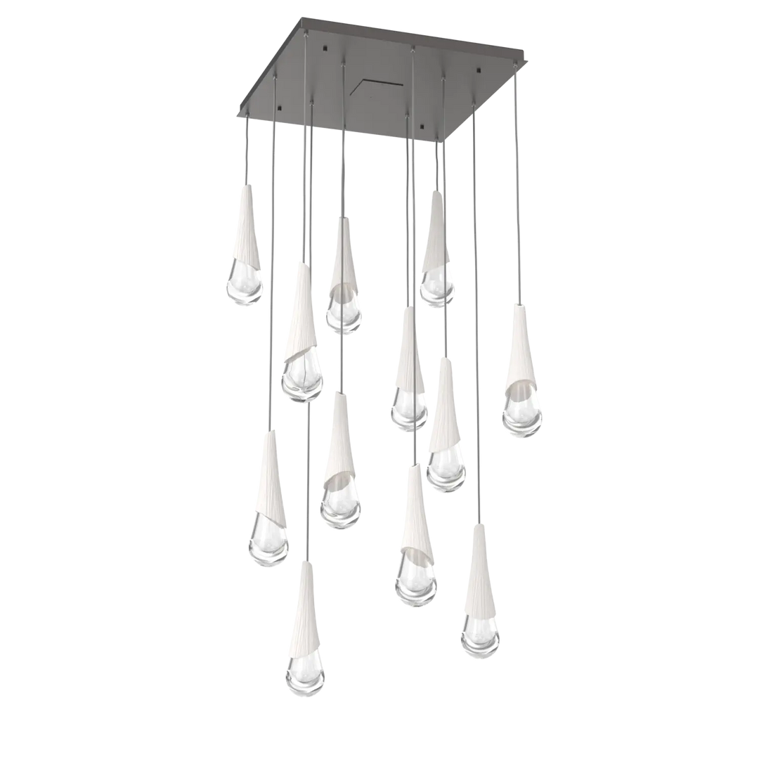 Hammerton Studio Hailstone Square Multi-Pendant Chandelier Graphite / 12-Piece / Chalk Ceramic