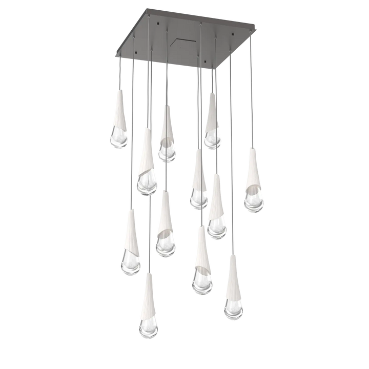 Hammerton Studio Hailstone Square Multi-Pendant Chandelier Graphite / 12-Piece / Chalk Ceramic