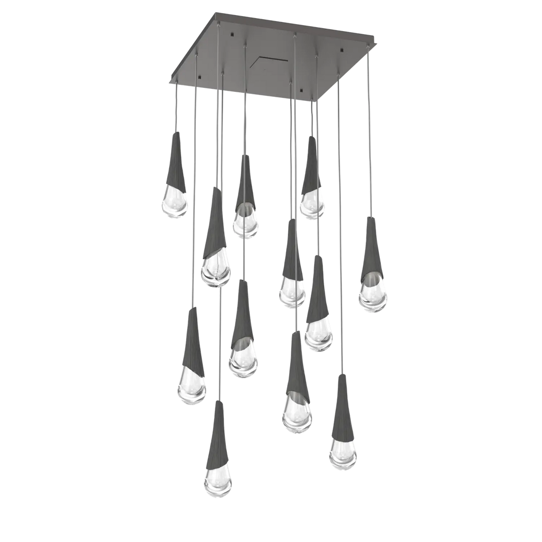 Hammerton Studio Hailstone Square Multi-Pendant Chandelier Graphite / 12-Piece / Charcoal Ceramic