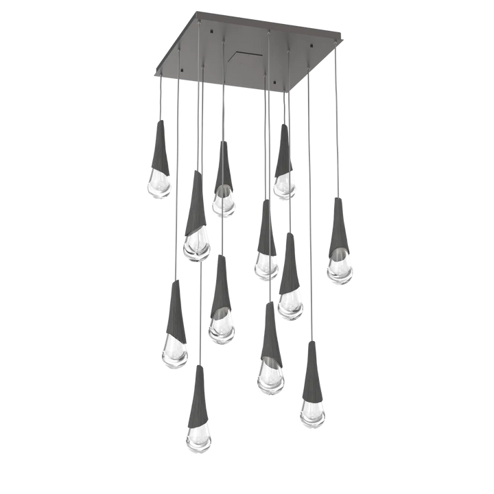 Hammerton Studio Hailstone Square Multi-Pendant Chandelier Graphite / 12-Piece / Charcoal Ceramic