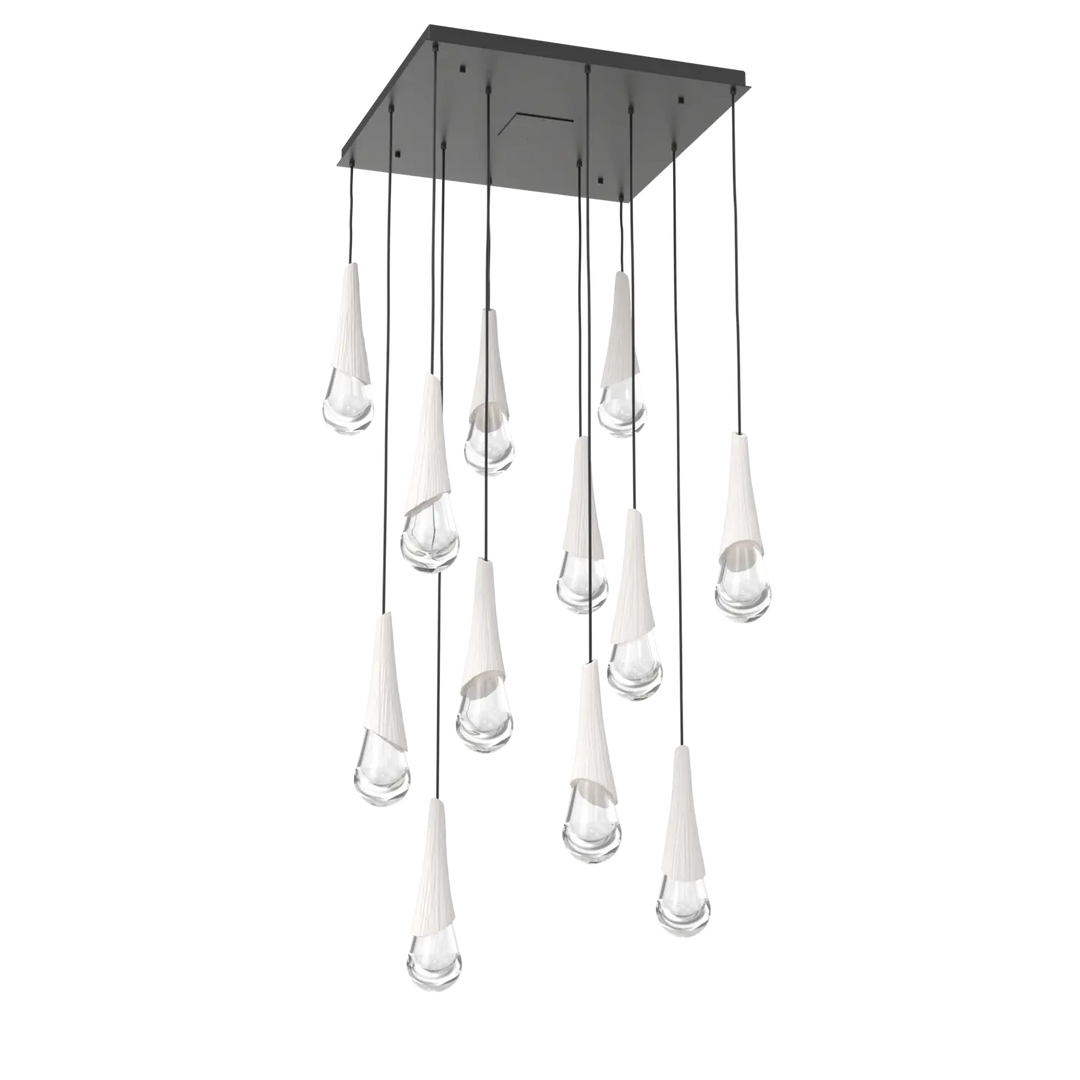 Hammerton Studio Hailstone Square Multi-Pendant Chandelier Matte Black / 12-Piece / Chalk Ceramic