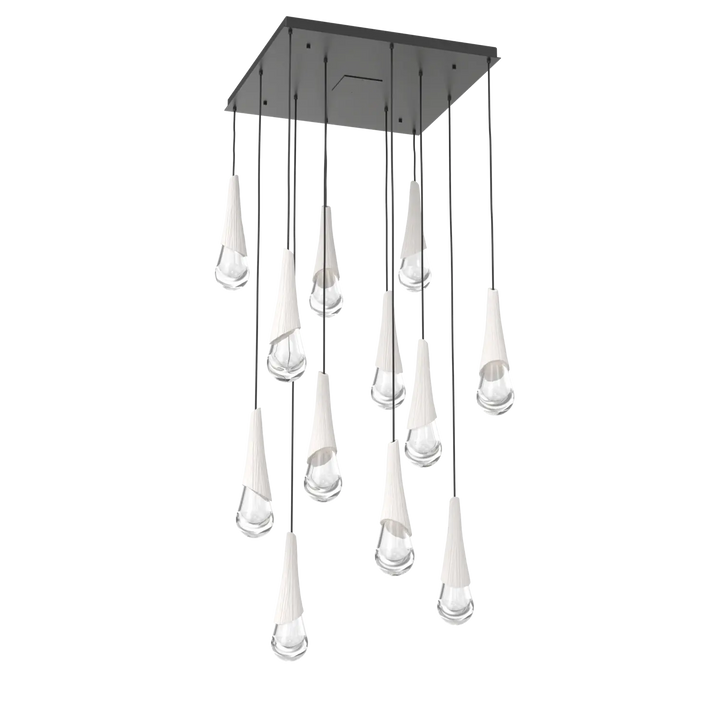 Hammerton Studio Hailstone Square Multi-Pendant Chandelier Matte Black / 12-Piece / Chalk Ceramic