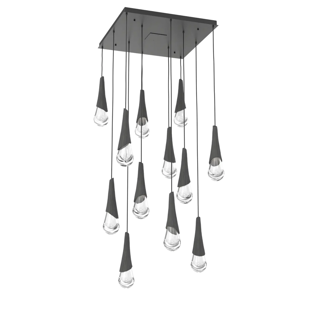 Hammerton Studio Hailstone Square Multi-Pendant Chandelier Matte Black / 12-Piece / Charcoal Ceramic