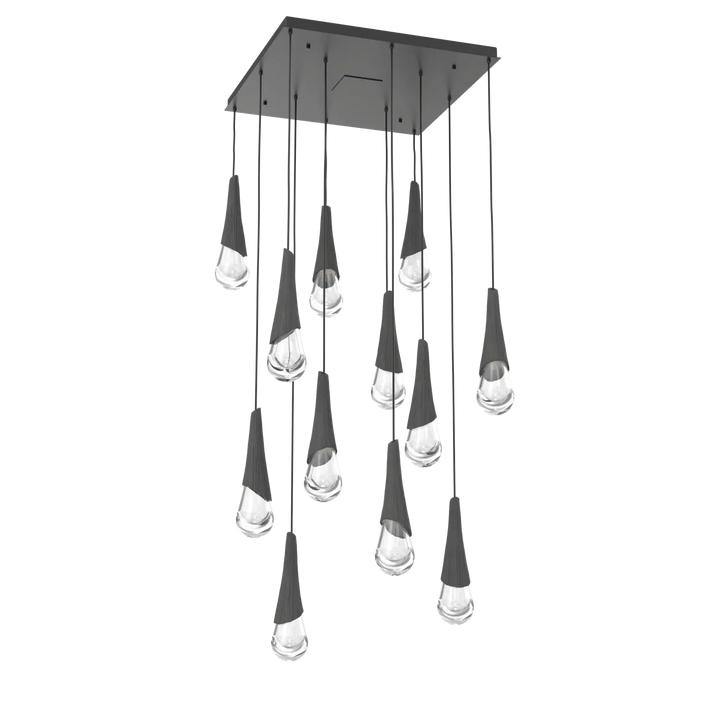 Hammerton Studio Hailstone Square Multi-Pendant Chandelier Matte Black / 12-Piece / Charcoal Ceramic