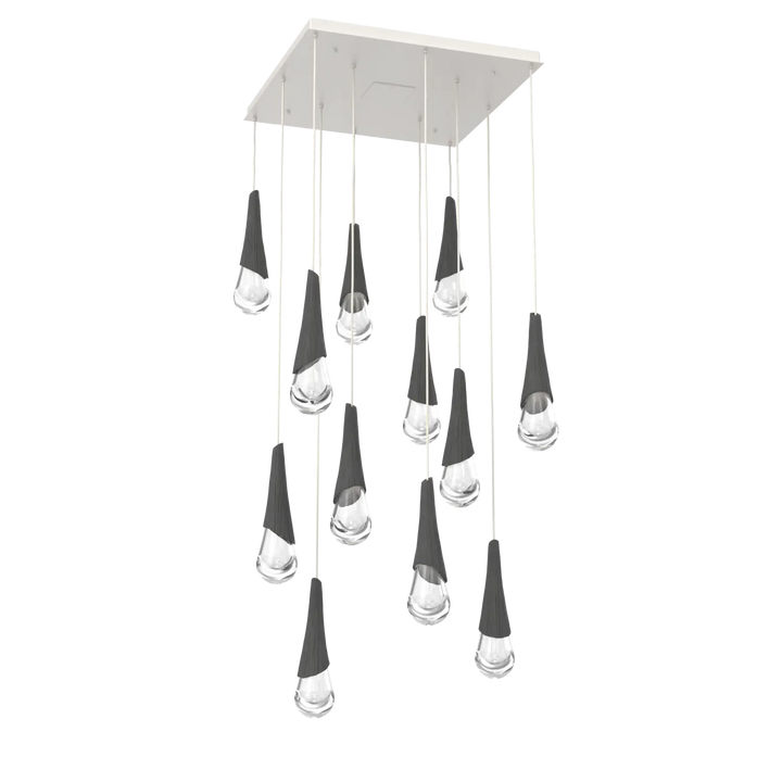 Hammerton Studio Hailstone Square Multi-Pendant Chandelier Salt White / 12-Piece / Charcoal Ceramic