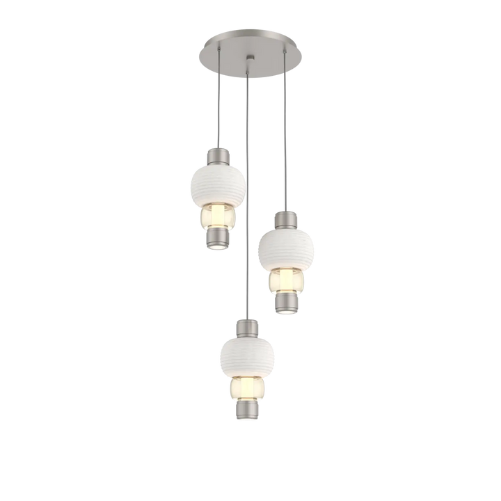 Hammerton Studio Torno Mandrel Multi-Pendant Chandelier Beige Silver / 3-Piece / Amber / Chalk Ceramic