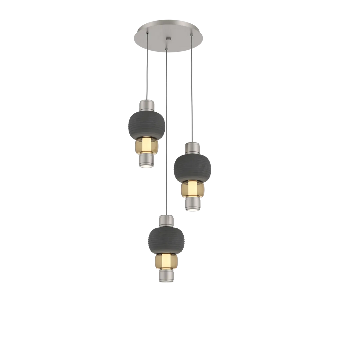 Hammerton Studio Torno Mandrel Multi-Pendant Chandelier Beige Silver / 3-Piece / Bronze / Charcoal Ceramic