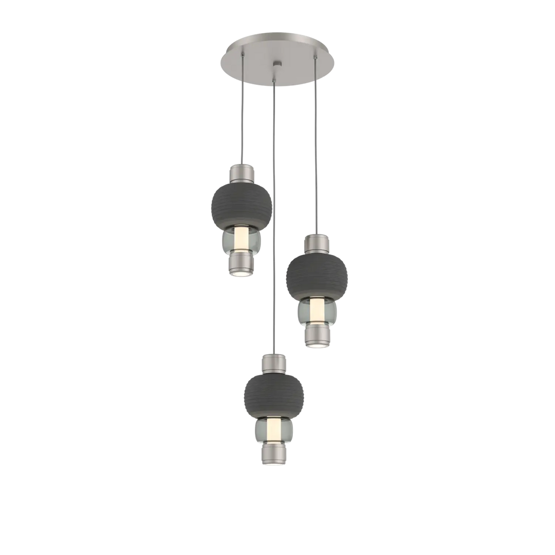 Hammerton Studio Torno Mandrel Multi-Pendant Chandelier Beige Silver / 3-Piece / Smoke / Charcoal Ceramic