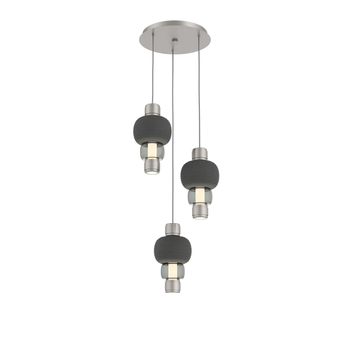 Hammerton Studio Torno Mandrel Multi-Pendant Chandelier Beige Silver / 3-Piece / Smoke / Charcoal Ceramic