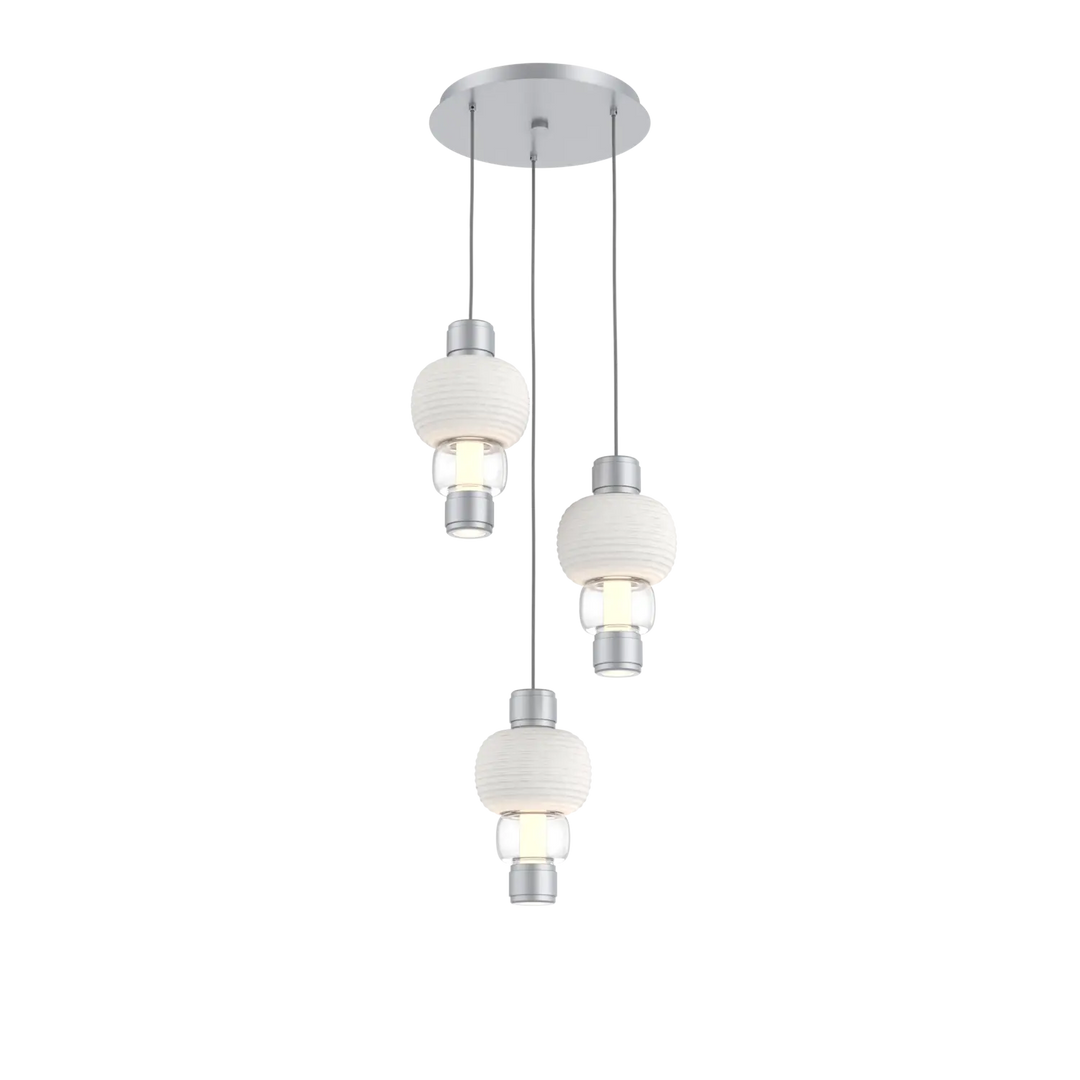 Hammerton Studio Torno Mandrel Multi-Pendant Chandelier Classic Silver / 3-Piece / Clear / Chalk Ceramic
