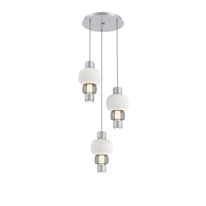 Hammerton Studio Torno Mandrel Multi-Pendant Chandelier Classic Silver / 3-Piece / Smoke / Chalk Ceramic
