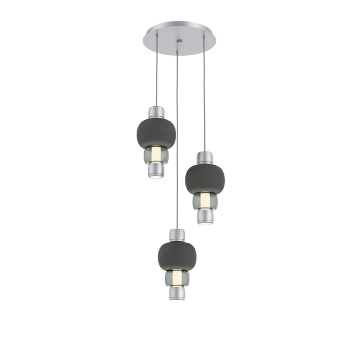 Hammerton Studio Torno Mandrel Multi-Pendant Chandelier Classic Silver / 3-Piece / Smoke / Charcoal Ceramic