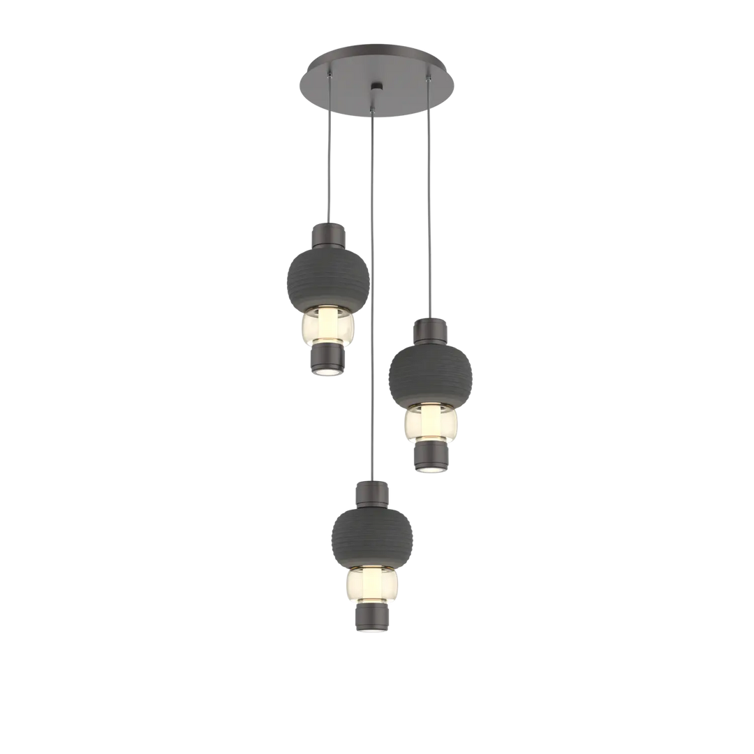 Hammerton Studio Torno Mandrel Multi-Pendant Chandelier Graphite / 3-Piece / Amber / Charcoal Ceramic