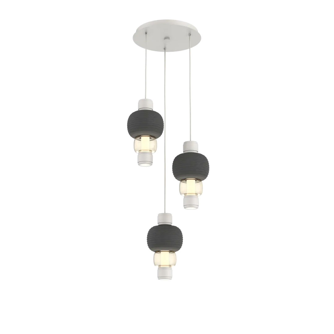 Hammerton Studio Torno Mandrel Multi-Pendant Chandelier Salt White / 3-Piece / Amber / Charcoal Ceramic