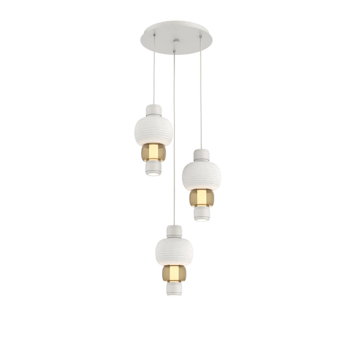 Hammerton Studio Torno Mandrel Multi-Pendant Chandelier Salt White / 3-Piece / Bronze / Chalk Ceramic