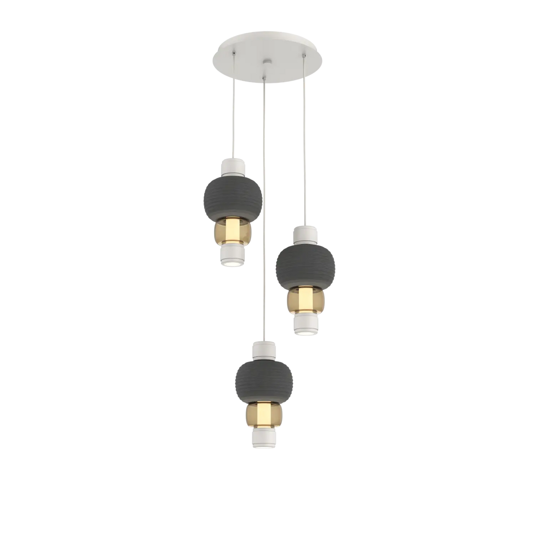 Hammerton Studio Torno Mandrel Multi-Pendant Chandelier Salt White / 3-Piece / Bronze / Charcoal Ceramic