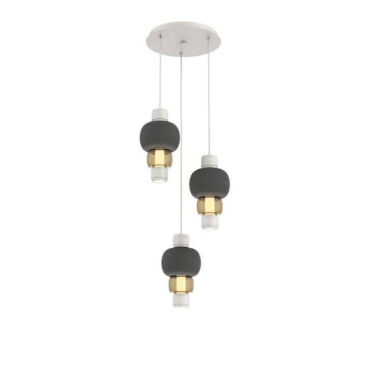 Hammerton Studio Torno Mandrel Multi-Pendant Chandelier Salt White / 3-Piece / Bronze / Charcoal Ceramic