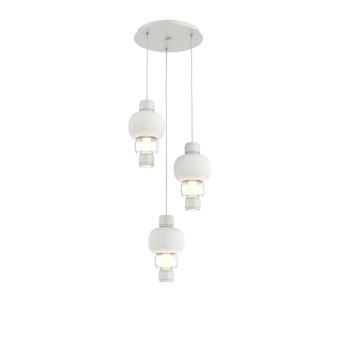 Hammerton Studio Torno Mandrel Multi-Pendant Chandelier Salt White / 3-Piece / Clear / Chalk Ceramic